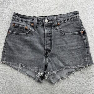 Levis Premium 501 Original High Rise Cut Off Denim Shorts Gray W26 56327-0405